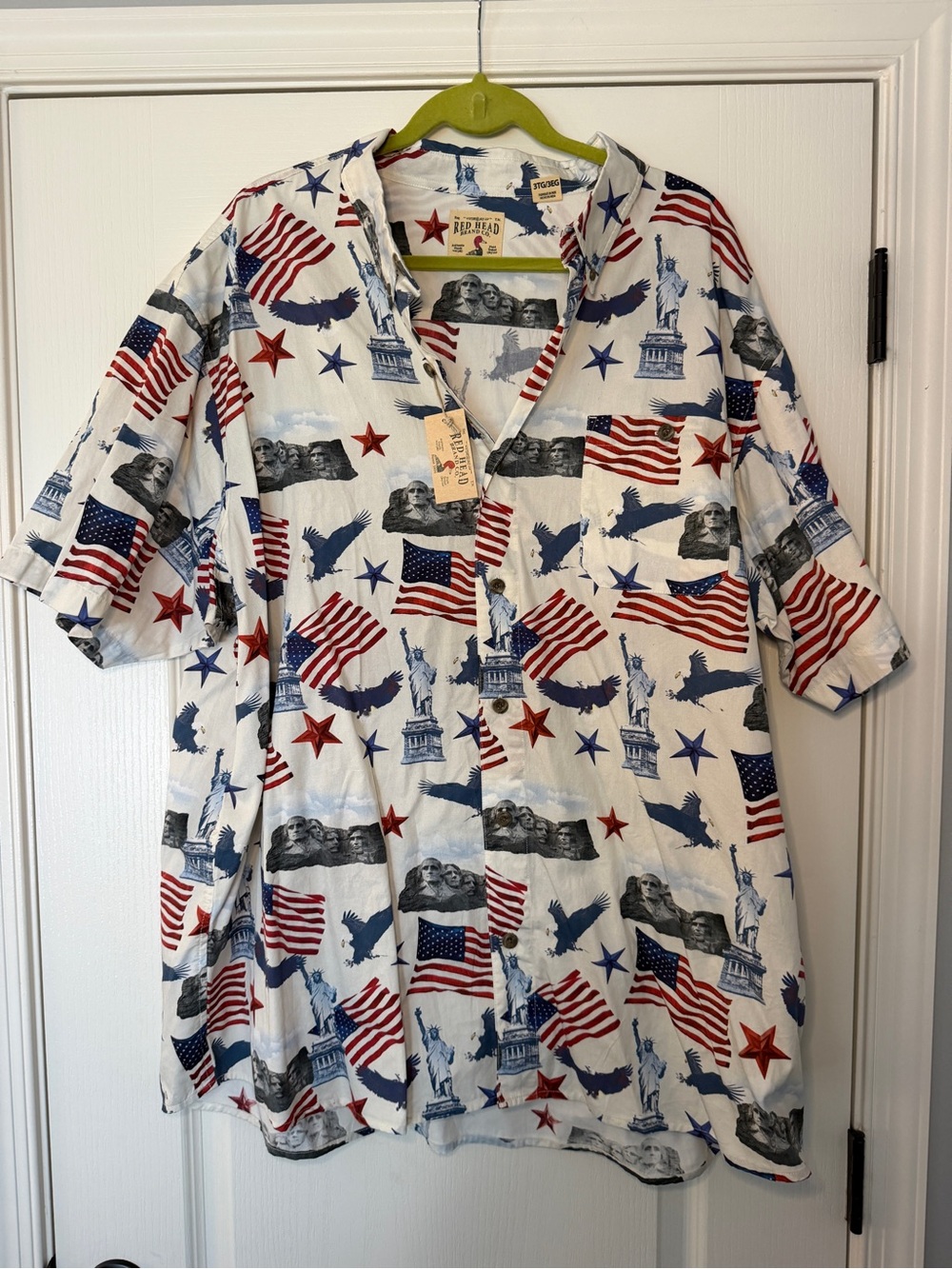 RedHead Patriotic Button-Down Shirt - White/Red/Blue